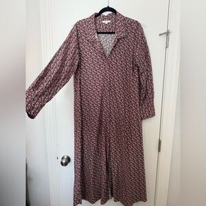 ANN MASHBURN Pink and Black Floral Long Sleeve Dress